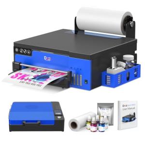DXZ 2025 A4 DTF Printer with Roll Feeder-XP600 Doubled Printing Speed Compared to L1800 and L805,Built-in White Stirring System for DIY T-Shirt,2-Year Ink Included (Printer+Oven)
