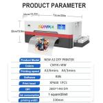 SUNIKA A3 DTF Printer, Direct to Film 13-inch DTF Transfer Printer with XP600 Print Head and White Ink Circulation,Semi-Automatic Cleaning Module for DIY Print T-Shirts