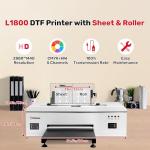 InkSonic L1800 DTF Printer Machine, A3 T-Shirts Printing Machine with Oven & Laptop, Heat Transfer DTF Kit for Clothing Design, Direct to Film, 13" Print Width, Suitable for Cotton, Denim, Canvas