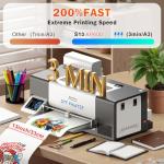 MZK A3 Pro XP600 DTF Printer,Automatic Time Cleaning Printhead Maintain+Ink Anti-Clog Filter,2X-Speed Compared to L1800,5" LED Touch Screen,Dual Ink Level Alert (A3 DTF Printer+Powder Shaker)