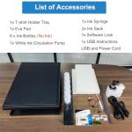 DTG Printer, A3 L805 Multifunction DTF/Direct to Garment Printer, T-shirt Machine Impresora DTG Machines with White Ink Circulation and Vacuum Suction Platform for T-Shirts, Hoodies, Pants, Hats