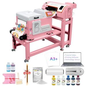 M1630 A3 Pro Pink DTF Printer Bundle with Shaking Dryer Machine,Automatic Maintenance Built-In Film Cutter DTF T-shirt Printing,Doubled Speed Over L1800(Printer+Bracket+Dryer+Laptop+Consumables)