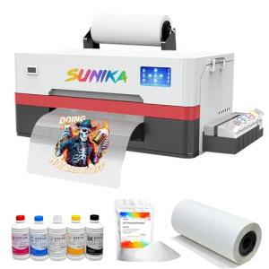 SUNIKA A3 DTF Printer, Direct to Film 13-inch DTF Transfer Printer with XP600 Print Head and White Ink Circulation,Semi-Automatic Cleaning Module for DIY Print T-Shirts