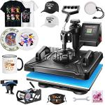 WHUBEFY Heat Press,5 in 1 Tshirt Printing Machine 15"x12" Digital Industrial Heat Transfer Machine,Sublimation Heat Press Machine for T Shirts/Mug/Cap/Plate/DIY