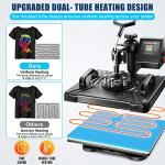 WHUBEFY Heat Press,5 in 1 Tshirt Printing Machine 15"x12" Digital Industrial Heat Transfer Machine,Sublimation Heat Press Machine for T Shirts/Mug/Cap/Plate/DIY
