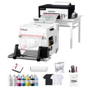 RocRow L8058 DTF Printer Machine with XP600 Printhead, A4 DTF Printer Bundle with Pre-Installed Laptop for DIY T Shirt Printing, Auto Cleaning for DIY & Custom Printing,White Ink Mixing, L8