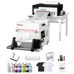 RocRow L8058 DTF Printer Machine with XP600 Printhead, A4 DTF Printer Bundle with Pre-Installed Laptop for DIY T Shirt Printing, Auto Cleaning for DIY & Custom Printing,White Ink Mixing, L8