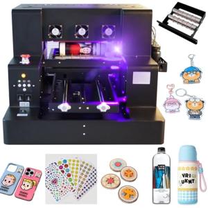 UV Printer, A3 XP600 UV DTF Printer, Super Fast Speed, 5760 * 1440dpi, UV Flatbed Printers Machine with Bottle Holder for Bottles Wood Stickers Acrylic Phone Cases Leather Metal Glass and More