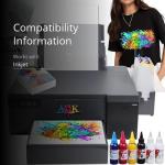 AOK L8058 Full color A4 size DTF Printer 8.3 inch High efficiency DTF Printer with xp 600 print head Timed White Ink stirring system and Professional Rip Software For T-shirt clothes Bag/Pillow/Hoodie