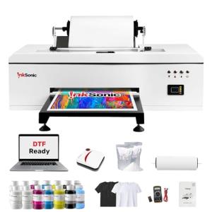 InkSonic R1390 DTF Printer Machine, A3 T shirt printing Machine With Laptop, 13" Format DTF Printer Bundles, Direct to Film Heat Transfer, T-Shirt Maker for Clothes Design, White Ink Circulation