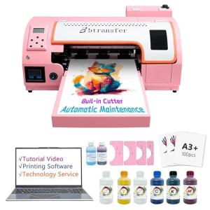 M1630 Pro 13in DTF Printer Automatic Maintenance A3 Heat Transfer T-Shirt Printing Machine with White Ink Circulation and Built-in Film Cutter,Anti-Collision Function(Printer+Laptop+Consumables)