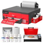 PLK A4 DTF Printer with Oven Bundle,XP600 DTF Printer,Double Speed, Sheet and Roll Feeder,Built-in Film Cutter,Upgrade L8058 DTF Machine with White Ink Stirring System 100% Transfer DIY Printing
