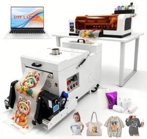 Stable industrialized Print Head A3 DTF Printer with White Ink Circulation System, Clothing Fabric Printing Machine (Printer + Automatic Oven + Software + Computer + Materials)