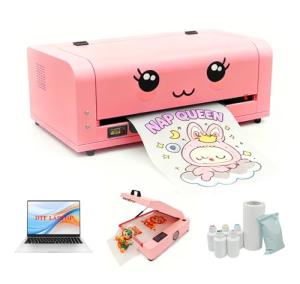 INKYKITTY Pink A3 Roll-to-Roll DTF Printer with Industrial Printhead, White Ink Recirculation System & USB Connectivity, High-Resolution Direct to Film Transfer Printer for Small Business Production