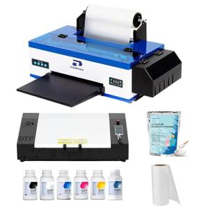 PUNEHOD A3 R1390 DTF Printer Start Kits, DTF Oven, Replacement Printhead, 4pcs T-Shirts, Software, 2 Sets DTF Supplys, 13" T-Shirt Transfer Machine for Clothes Design, Commercial Custom Printing