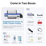 PUNEHOD A3 R1390 DTF Printer Start Kits, DTF Oven, Replacement Printhead, 4pcs T-Shirts, Software, 2 Sets DTF Supplys, 13" T-Shirt Transfer Machine for Clothes Design, Commercial Custom Printing