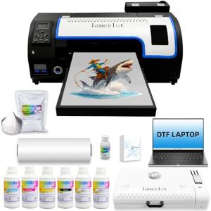 Lancelot M1630 Pro DTF Printer Bundle with Laptop 13" Auto-Maintenance DTF Printer 2X Speed of L1800 White Ink Circulation & Auto Cutter for T-Shirt, Apparel, and Fabric Printing