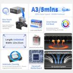 DSV A3 Plus XP600 DTF Printer, 2X Speed Compared to L1800/L805 DTF Printer Machine, 4.5" LED Foldable Touch Screen, White Ink Circulation & Auto-Cleaning, Dual Alarm