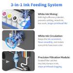 DSV A3 Plus XP600 DTF Printer, 2X Speed Compared to L1800/L805 DTF Printer Machine, 4.5" LED Foldable Touch Screen, White Ink Circulation & Auto-Cleaning, Dual Alarm