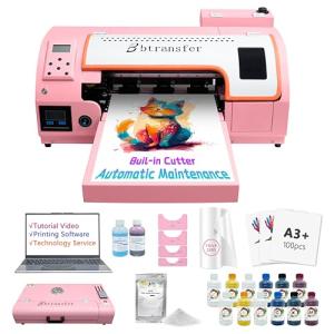 M1630 Pro Automatic Maintenance 13in DTF Printer Bundle for T-Shirt,Direct to Film Printer,White Ink Circulation,A3 Transfer Printing Machine for Fabric Clothing(Printer,Oven,Laptop,Supplies)