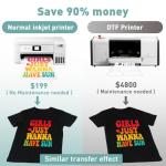 KASYU DTF Transfer Film, 50 Sheets 8.5"*11" DTF Paper for All Inkjet Printers,DTF Film for Dark Garments,Upgraded Premium Direct to Film for All Fabrics