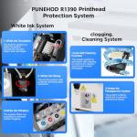 PUNEHOD A3 R1390 DTF Printer Start Kits, DTF Oven, Replacement Printhead, 4pcs T-Shirts, Software, 2 Sets DTF Supplys, 13" T-Shirt Transfer Machine for Clothes Design, Commercial Custom Printing
