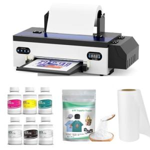 DTF Printer L1800 Printer Machine 13in with Safety Software and Roll Feeder, Advanced Ink System, Direct to Film High-Speed Printing for T-Shirts, Hoodies, DTF Bundle Set