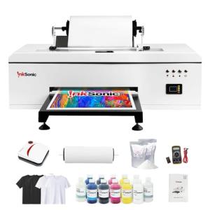 InkSonic DTF R1390 Printer A3, 13" Width DTF Transfer Printer Bundle with Heat Press Machine, Custom T-Shirt Printing Machine, Direct to Film, White Ink Circulation System, Multi-Material Compatible