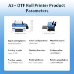 PUNEHOD A3 DTF Printer, R1390 Direct to Film Machine, White Ink Circulation System, Roller and Sheets Feeder, Compatible with Multiple Materials, Custom Clothing Printing (13" Width Printer+Oven)