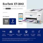 Epson EcoTank ET-3843 Wireless Color All-in-One Cartridge-Free Supertank Printer with Scanner, Copier, ADF and Ethernet-for The Ultimate Home Office, White