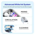 PUNEHOD DTF Printer A4 L800, Transfer Printing Machine with White Ink Circulation and Roll Feeder, Direct to Film Printer for DIY T-Shirts and Fabric Printing (DTF Printer+6*250ml Ink+100m Roll Film)