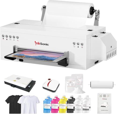 InkSonic L1800 A3 DTF Printer 2025, 13" Apparel Transfer Machine with Roll/Sheet Feed, Multi-Fabric Compatibility, One-Click Ink Setup, White Ink Circulation & Auto Cleaning, Heated Film Cutting,E13A