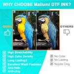 Mailumi DTF Ink Premium Pro Bundle for T-Shirts & Apparel, High Opacity White & Color Set, Universal for DTF Printers, Includes User Guide