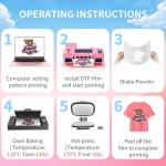 Dual XP600 Print Heads DTF Printer with Shaker & Purifier, A3 Plus Printer Bundles - 2.5 Min/A3 Print, 40% Truer Colors vs Single Head, Ink Circulation System, 2-Year Ink Supply