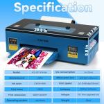 FAFAIR A3 L1800 DTF Printer with White Ink Mixing System & Auto Clean, High-Speed DTF Transfer Machine, DTF Printer Bundles Blue with 1 x Roll of Film, 5 x 250ml Ink and Powder (L1800+Oven+Software)