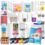 Brother SP-1 Sublimation Printer Deluxe Starter Bundle with Full Ink Set, 160 Sublimation Transfer Sheets, 56 Blanks, Tape and More