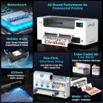 DSV A3+ Plus XP600 DTF Printer with Shaker&Dryer, Automatic Cleaning & White Circulation, 2X Speed Print Compared to L1800, 5” LED Multi-Function Touch Screen, One-Click to Print, 2-Year Free Ink