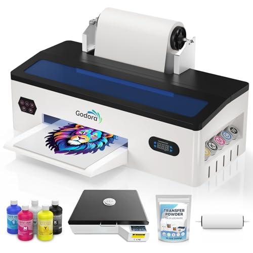 Godora DTF Printer - A3 DTF Transfer Printing Machine, Direct to Film Printer with White Ink Circulation System, DIY Print for Dark and Light Clothing(Includes Oven)