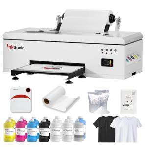 InkSonic R1390 DTF Printer A3, 13" Width DTF Transfer Printer Bundle with Heat Press Machine, Custom T-Shirt Printing Machine, Direct to Film, White Ink Circulation System, Multi-Material Compatible