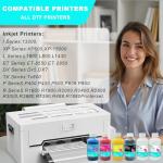 Mailumi DTF Ink Premium Pro Bundle for T-Shirts & Apparel, High Opacity White & Color Set, Universal for DTF Printers, Includes User Guide