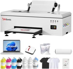 InkSonic R1390 DTF Printer Machine, A3 T-Shirt Printing Machine with Laptop, 13" Format DTF Printer Bundles, Direct to Film Heat Transfer, White Ink Circulation, T-Shirt Maker for Clothes Design, C13