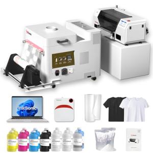 InkSonic XP600 DTF Printer Bundle, A3 Printing Machine with Automatic Curing, Pre-installed Laptop Combo, Powder Shaker & Dryer, DTF Transfer Machine with White Ink Circulation for T-Shirt Printing