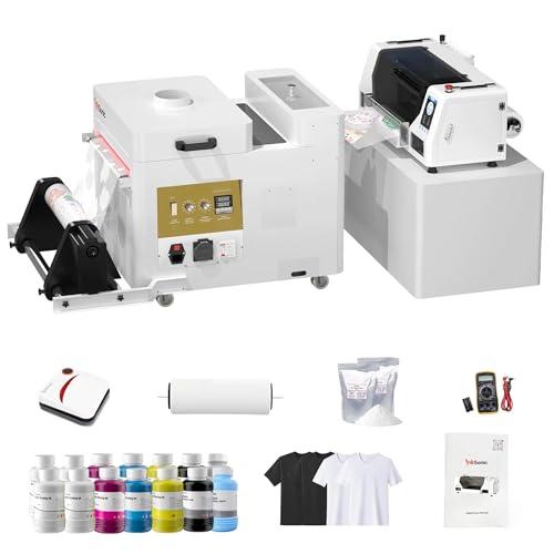 InkSonic Dual XP600 DTF Printer Bundles, 2 Heads XP600 DTF Printer Machine with Powder Shaker & Dryer, Automatic Maintenance and Curing, 13'' T-Shirt Maker, Direct to Film Transfer for Custom Printing