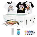 Fynqil A3 DTF Transfer Printing Machine, A3 L1800 DTF Printer Faster and Clearer for T-Shirts Apparel with White Ink Systems & Auto Cleaning Includes Software, Ink, Film, Hot melt Powder