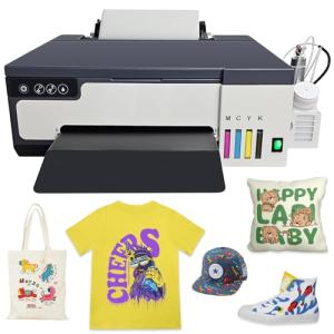 SHENGJINSH DTF Printer Machine, A4 XP600 T-Shirt Printing Machine with Double Printing Speed, 5760 * 1440dpi, White Ink Mixing System and Auto Cycle Cleaning, Direct to Film Printers