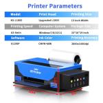 A3 L1800 DTF Printer with Oven, Apparel T-Shirt Printing Machine,High-Speed Transfer Print for Fabrics,13” Wide DTF Bundles,White Ink Circulation & Auto-Cleaning, 2-Year Free Ink