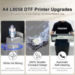 RocRow L8058 DTF Printer Machine with XP600 Printhead, Auto Cleaning for DIY & Custom Printing,White Ink Mixing,A4 DTF Printer Bundle with Pre-Installed Laptop for DIY T Shirt Printing, L8