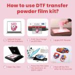 SUNIKA T-Shirt Printer Starter Kit, DTF Printer Starter Bundle for Beginners,1000g/35.3oz Hot Melt Powder with Plastic Spreader, 10Pcs Transfer Film, Heat Resistant Tape and Teflon Sheet, Easy to Use