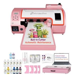 M1630 Pro Automatic Maintenance 13in DTF Printer Bundle for T-Shirt,Direct to Film Printer,White Ink Circulation,A3 Transfer Printing Machine for Fabric Clothing(Printer,Oven,Laptop,Supplies)