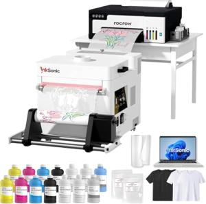 L8058 DTF Printer Machine with XP600 Printhead, A4 DTF Printer Bundle for DIY T Shirt Printing, Auto Cleaning for DIY & Custom Printing,White Ink Mixing, L8